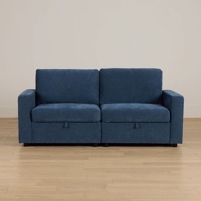 Addie Blue Fabric 2-piece Modular Storage Sofa