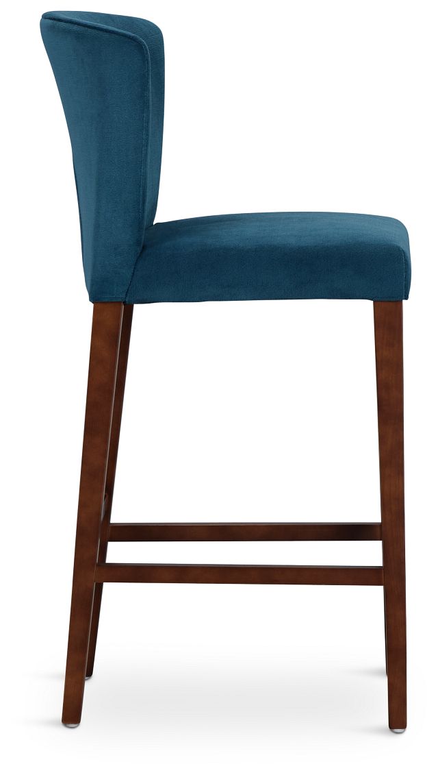 Bentley Dark Blue Velvet 30" Upholstered Barstool