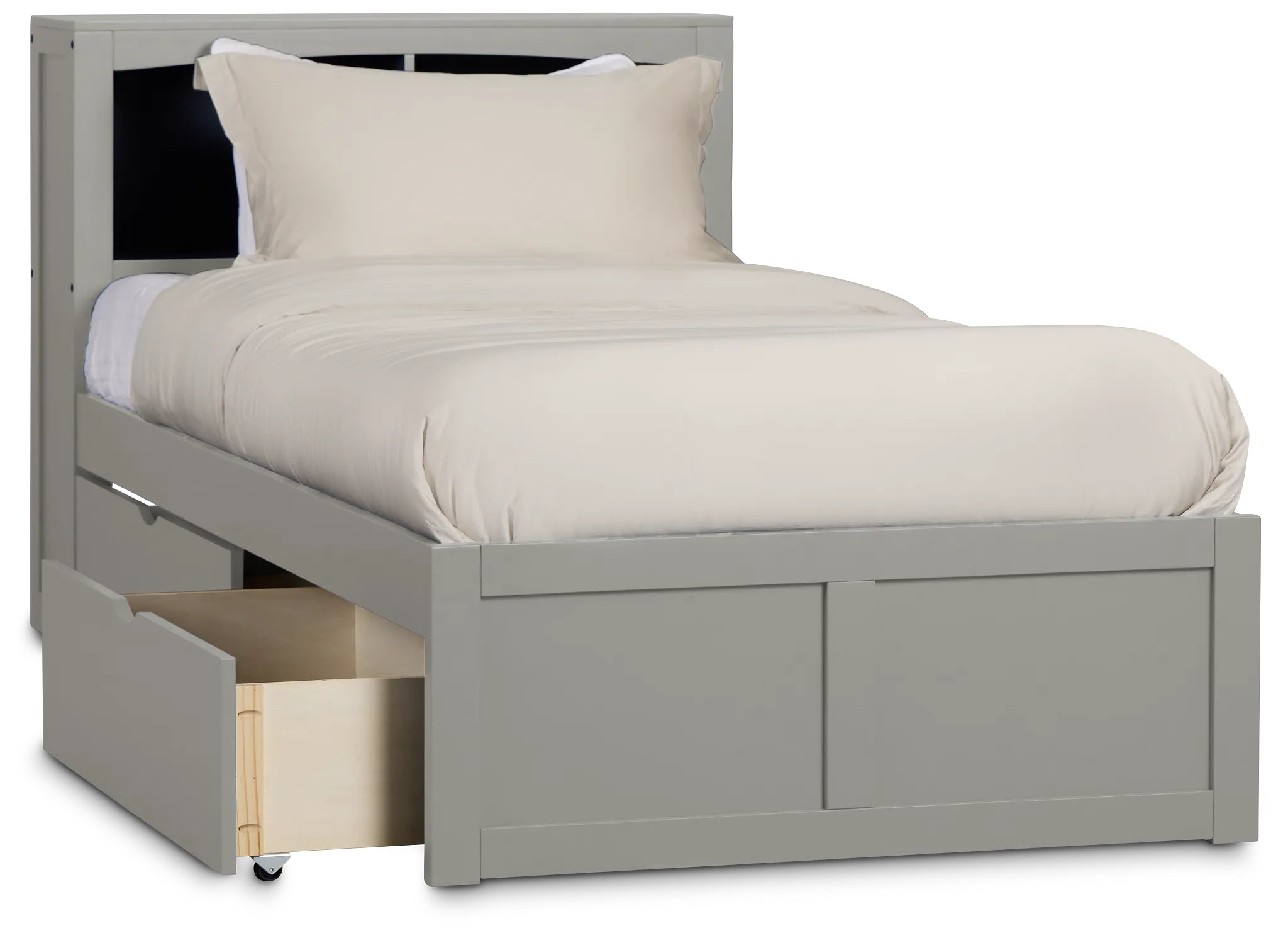 Charleston Gray Bookcase Bed With 2 Storage Drawers