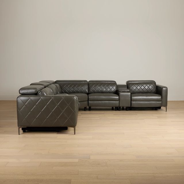 Ava Dark Gray Micro Large Dual Power Reclining Two-arm Sectional