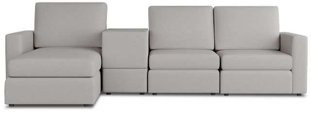 Citymod Light Gray Fabric Small Left Chaise Sectional With Storage Console