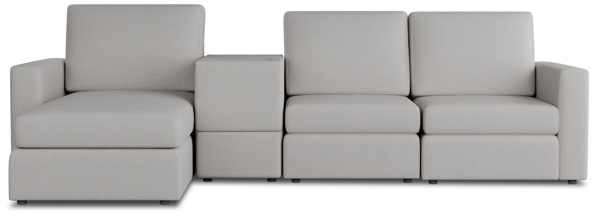 Citymod Light Gray Fabric Small Left Chaise Sectional With Storage Console