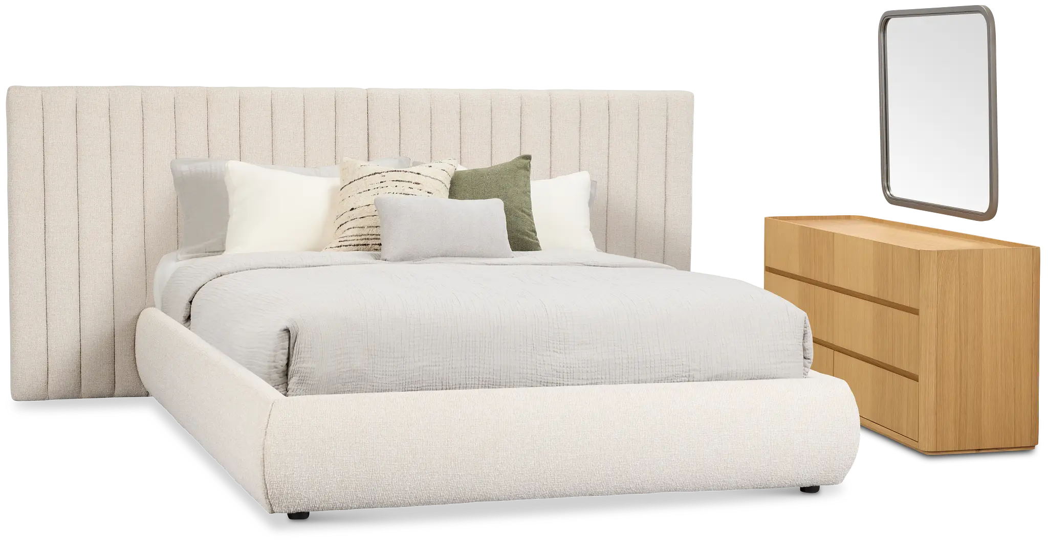 Nomad Light Beige Uph Spread Bedroom With Light-tone Cases Nomad Light Beige Uph Spread Bedroom With Light-tone Cases