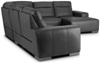 Elba Dark Gray Leather Large Dual Power Right Chaise Sectional
