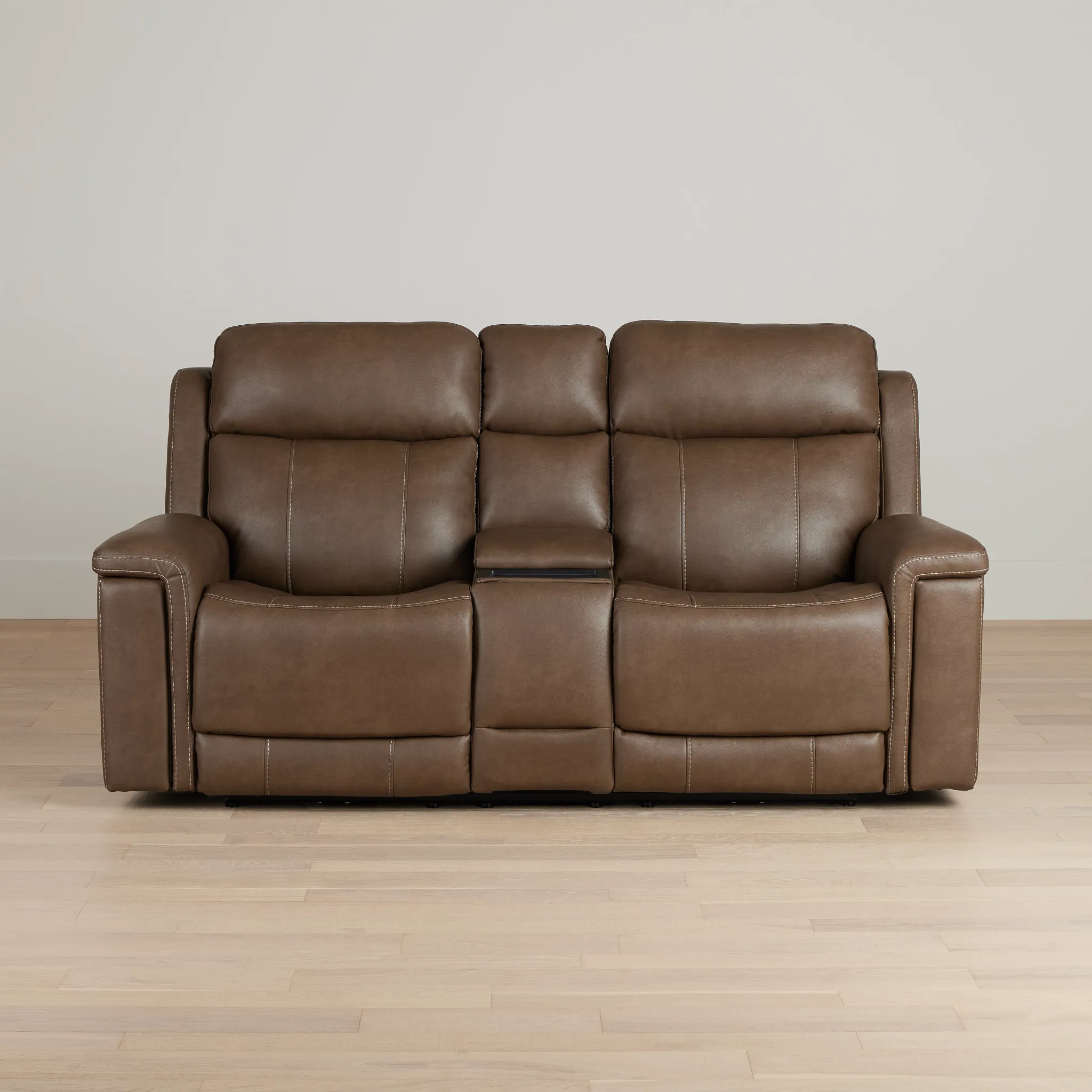 Jayden Brown Micro Power Reclining Console Loveseat