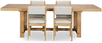 Vail Light Tone Trestle Table & 4 Upholstered Chairs