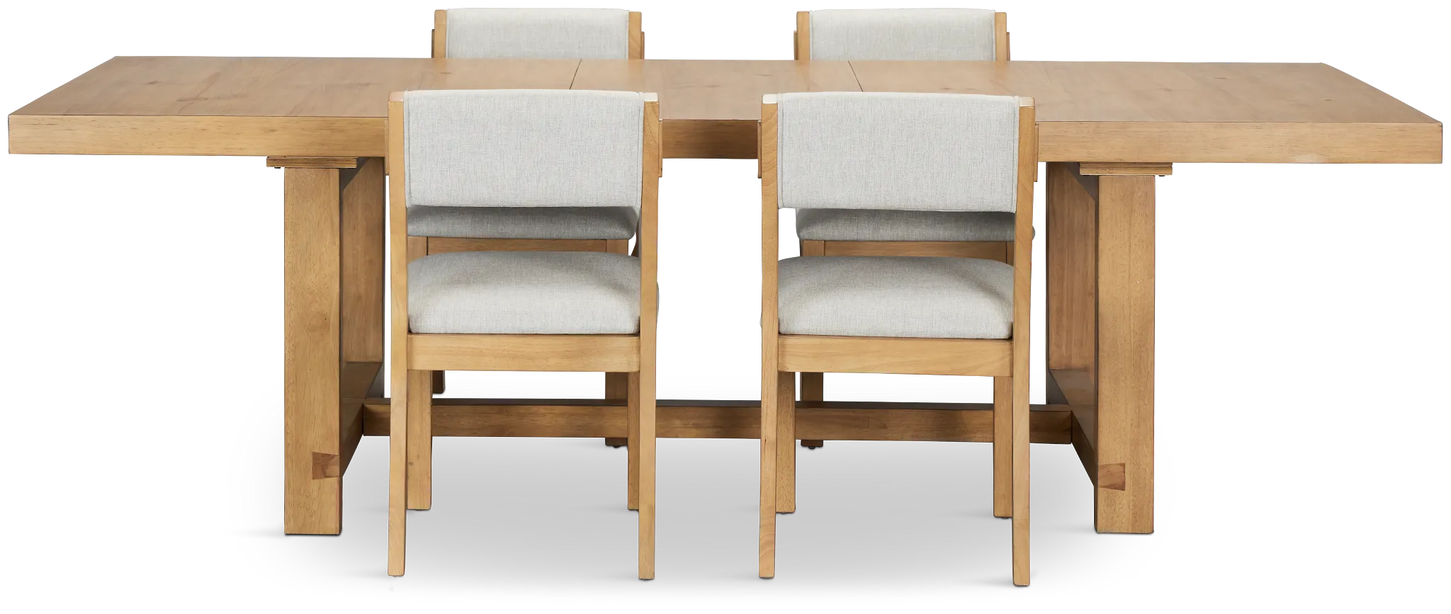 Vail Light Tone Trestle Table & 4 Upholstered Chairs