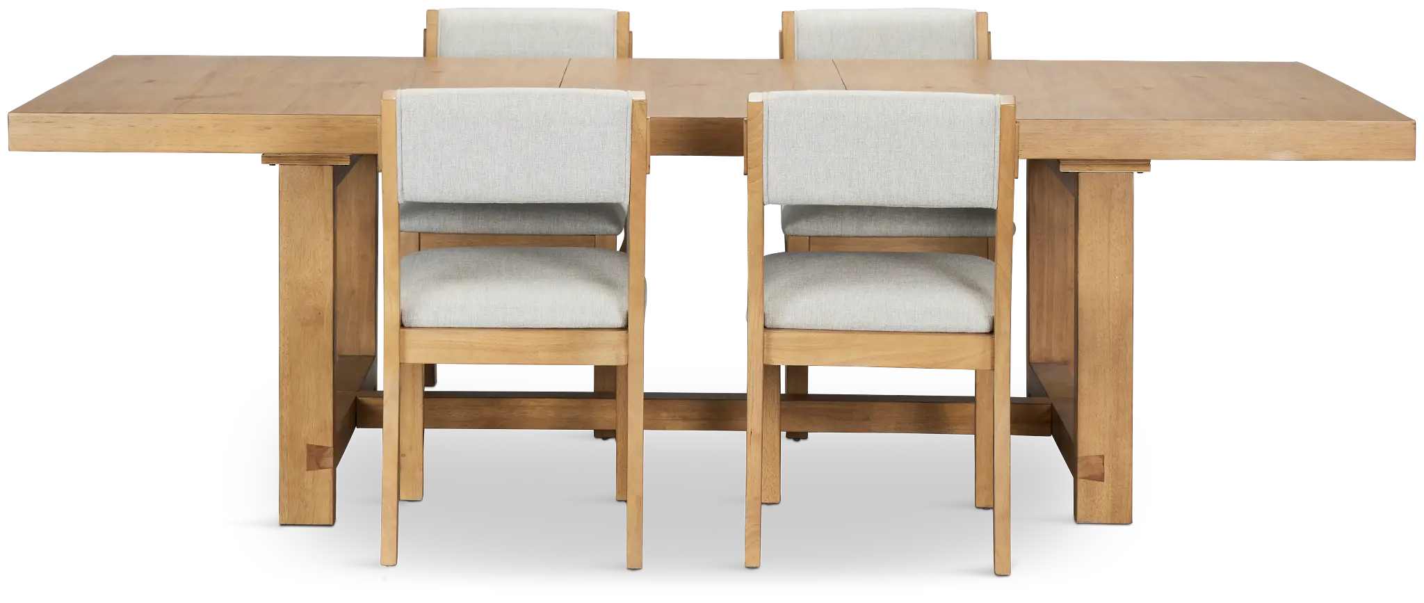 Vail Light Tone Trestle Table & 4 Upholstered Chairs Vail Light Tone Trestle Table & 4 Upholstered Chairs