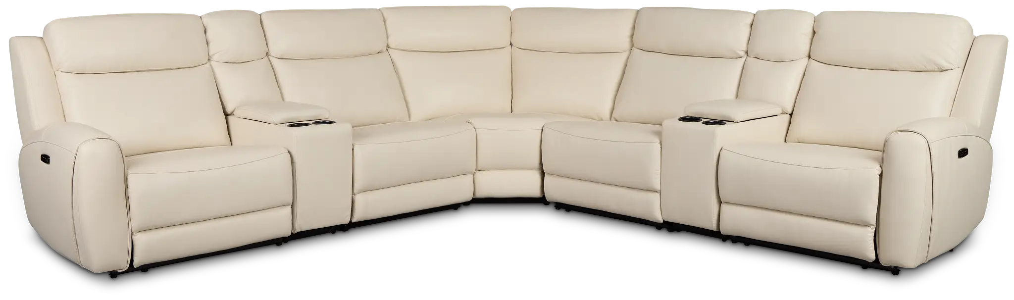 Walker Ivory Lthr/vinyl Large Triple Power Reclining Two-arm Sectional Walker Ivory Lthr/vinyl Large Triple Power Reclining Two-arm Sectional