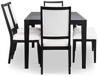 Alden Black Rect Table, 4 Chairs & Bench