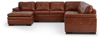 Braden Medium Brown Leather Large Left Chaise Sectional