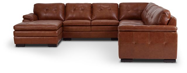 Braden Medium Brown Leather Large Left Chaise Sectional
