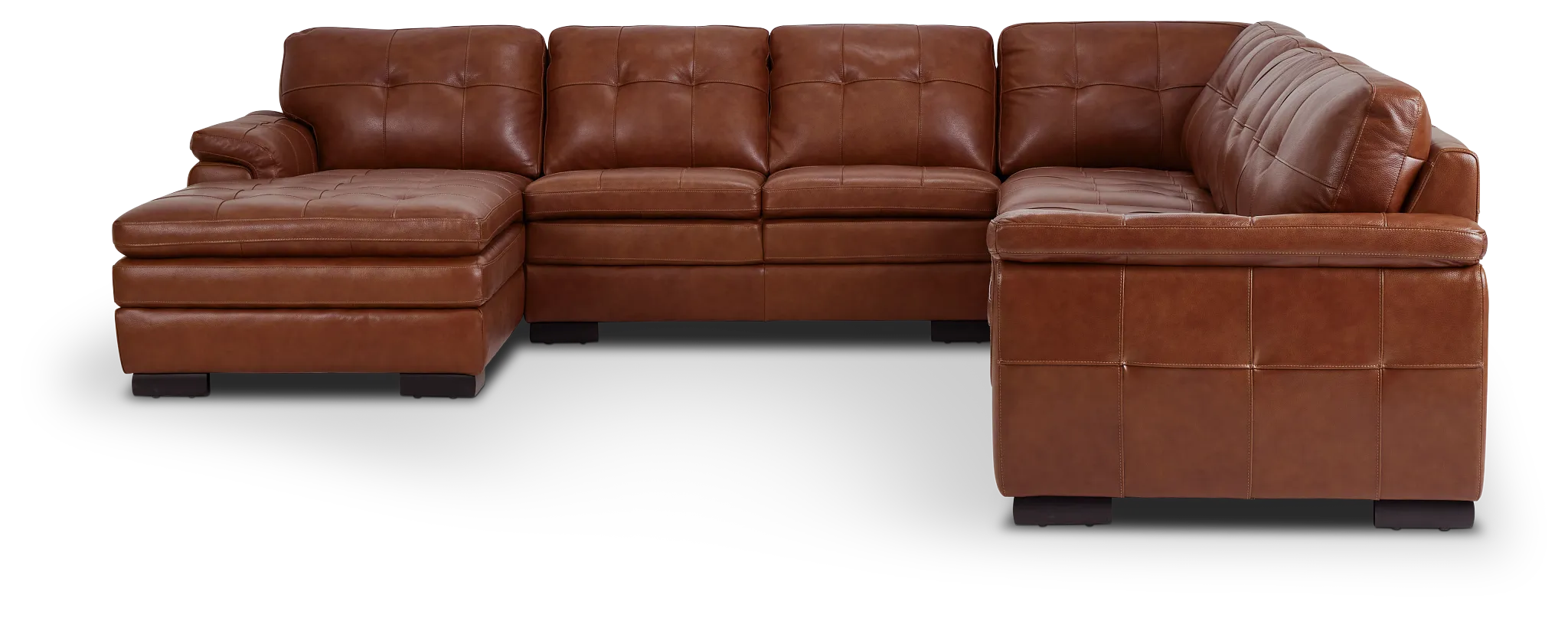 Braden Medium Brown Leather Large Left Chaise Sectional
