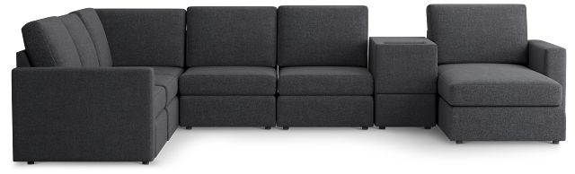 Citymod Dark Gray Fabric Large Right Chaise Sectional With Storage Console