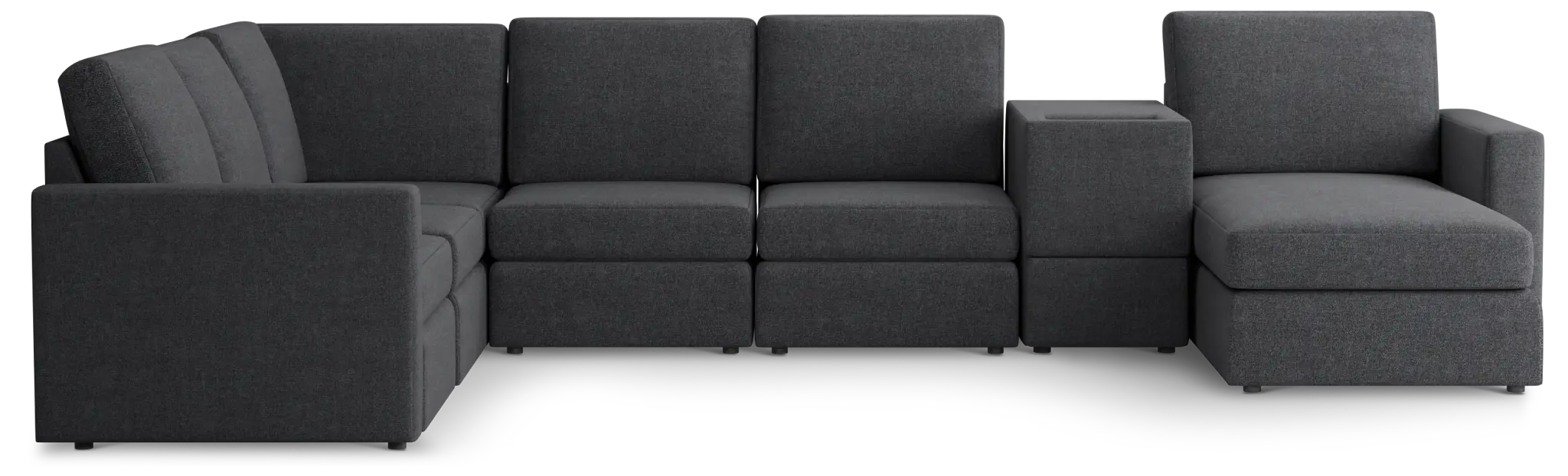 Citymod Dark Gray Fabric Large Right Chaise Sectional With Storage Console Citymod Dark Gray Fabric Large Right Chaise Sectional With Storage Console