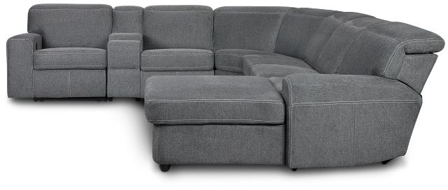 Callum Dark Gray Fabric Medium Right Reclining Chaise Sleeper Sectional