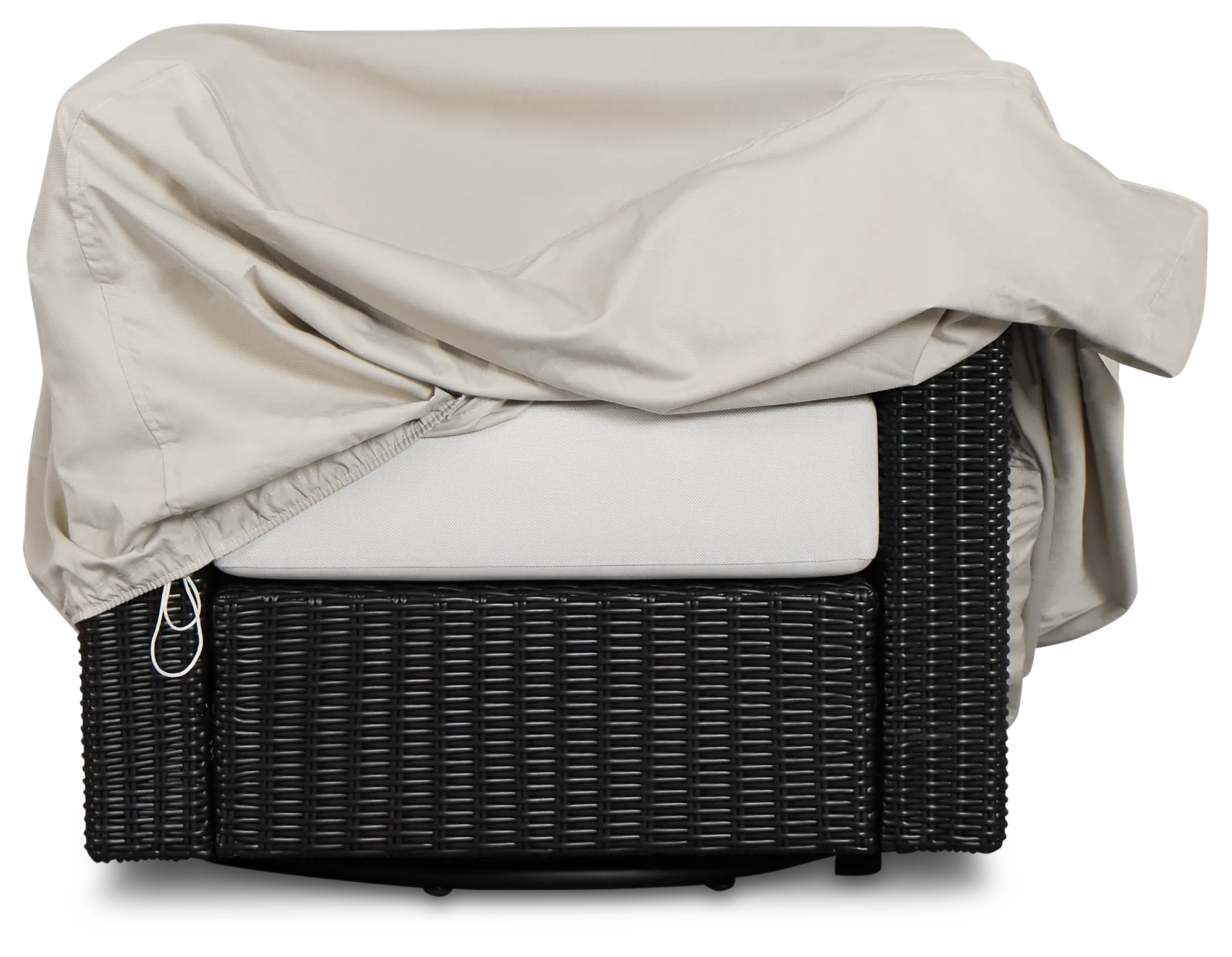 Montecito Black Swivel Chair With Light Beige Cushions