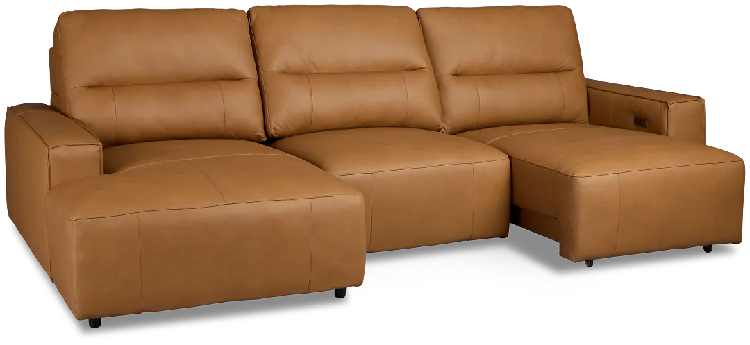 Rudy Brown Lthr/vinyl Left Power Extension Chaise Sectional