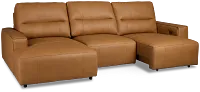 Rudy Brown Lthr/vinyl Left Power Extension Chaise Sectional