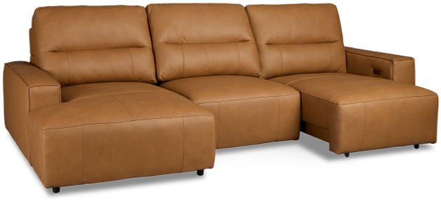 Rudy Brown Lthr/vinyl Left Power Extension Chaise Sectional