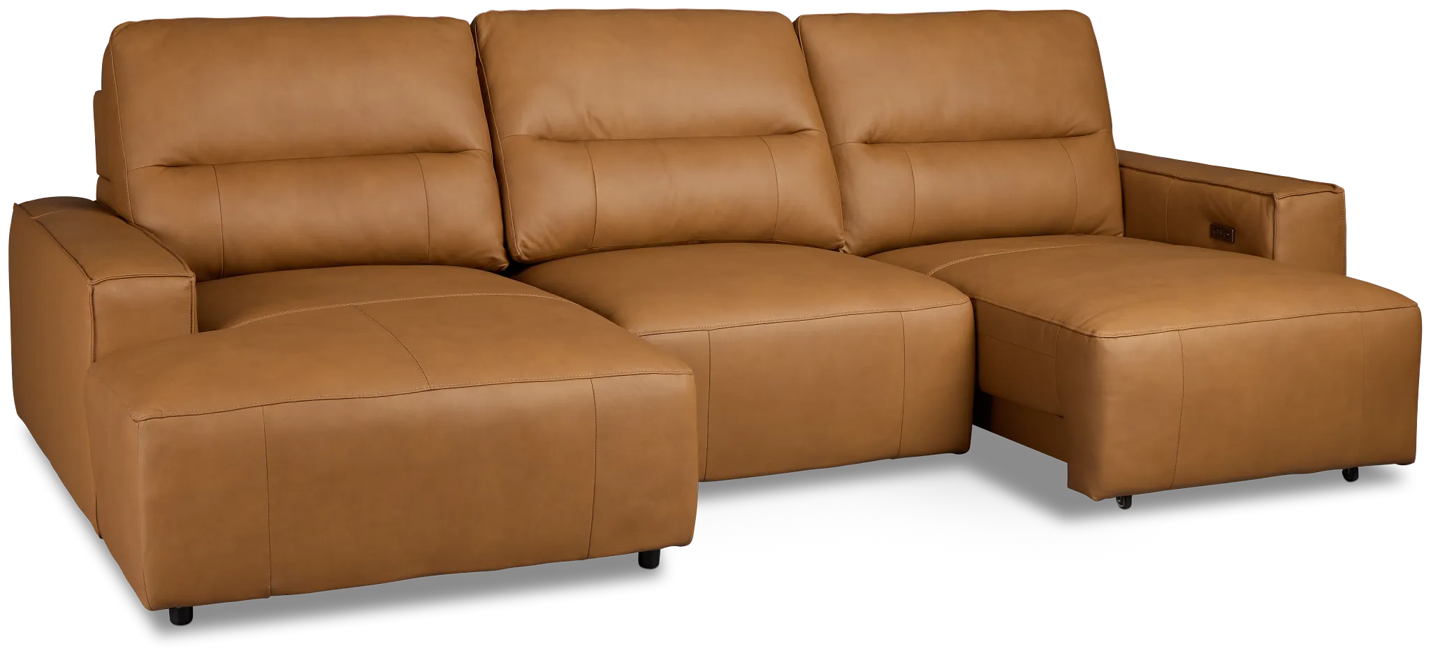 Rudy Brown Lthr/vinyl Left Power Extension Chaise Sectional