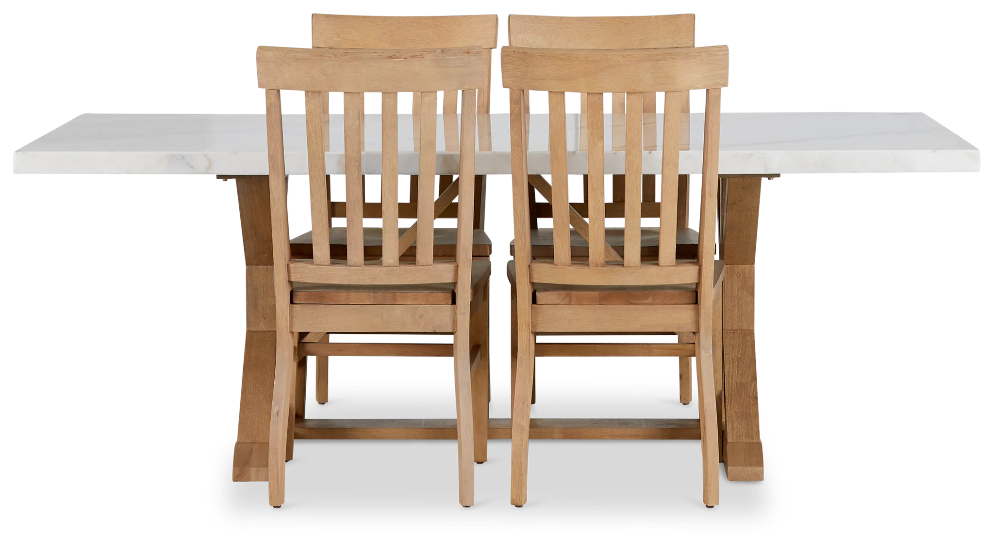 Somerset Light Tone Marble Rectangular Table & 4 Wood Chairs