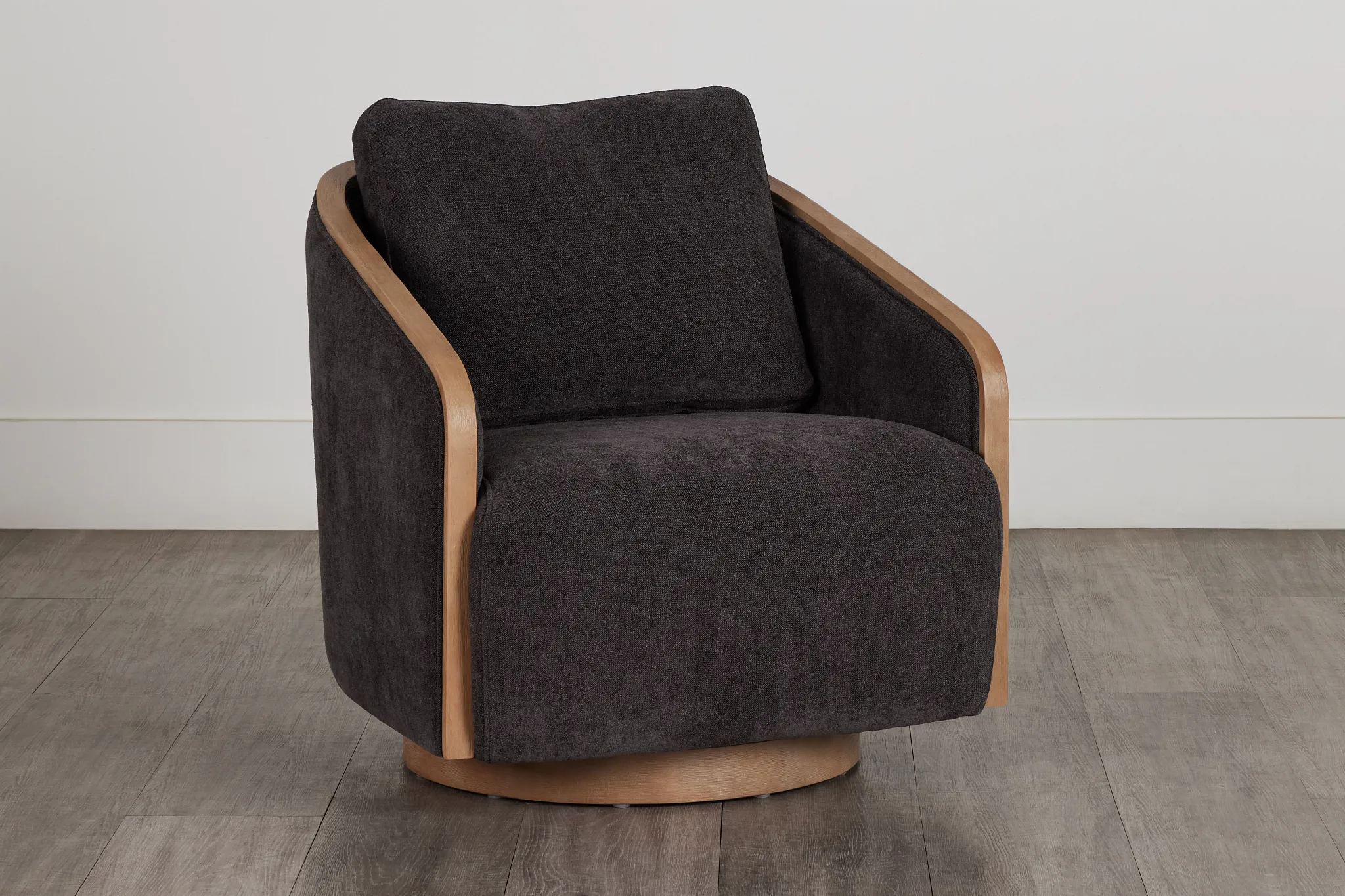 Campbell Dark Gray Fabric Swivel Accent Chair