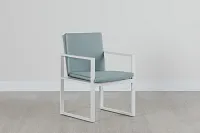 Linear White Teal Aluminum Arm Chair