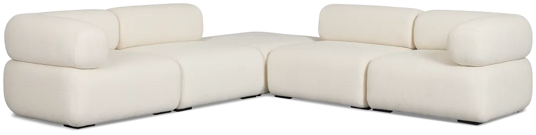Celeste Light Beige Fabric 5-piece Modular Sectional With Corner Ottoman