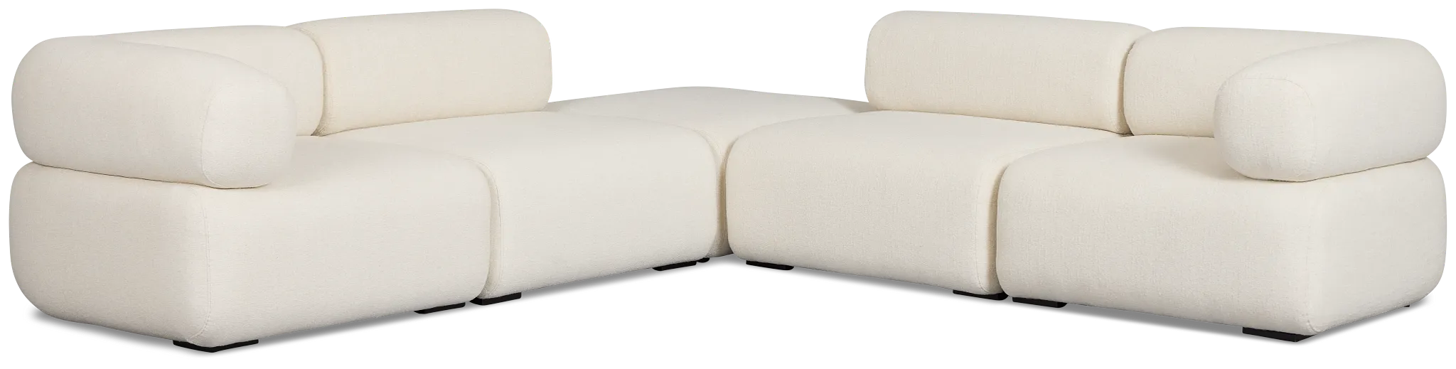 Celeste Light Beige Fabric 5-piece Modular Sectional With Corner Ottoman