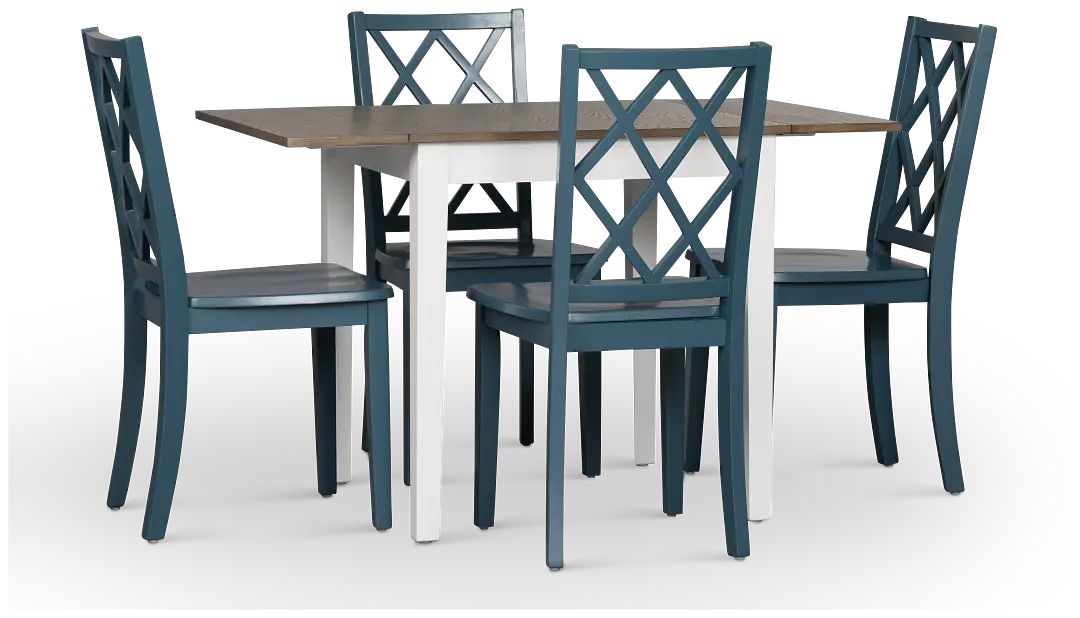 Edgartown Two-tone Rect Table & 4 Navy Wood Chairs Edgartown Two-tone Rect Table & 4 Navy Wood Chairs