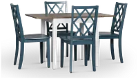 Edgartown Two-tone Rect Table & 4 Navy Wood Chairs