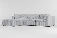 Destin Sea Lane Dark Blue Fabric 4-piece Bumper Sectional