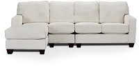 Andie White Fabric Small Left Chaise Sectional