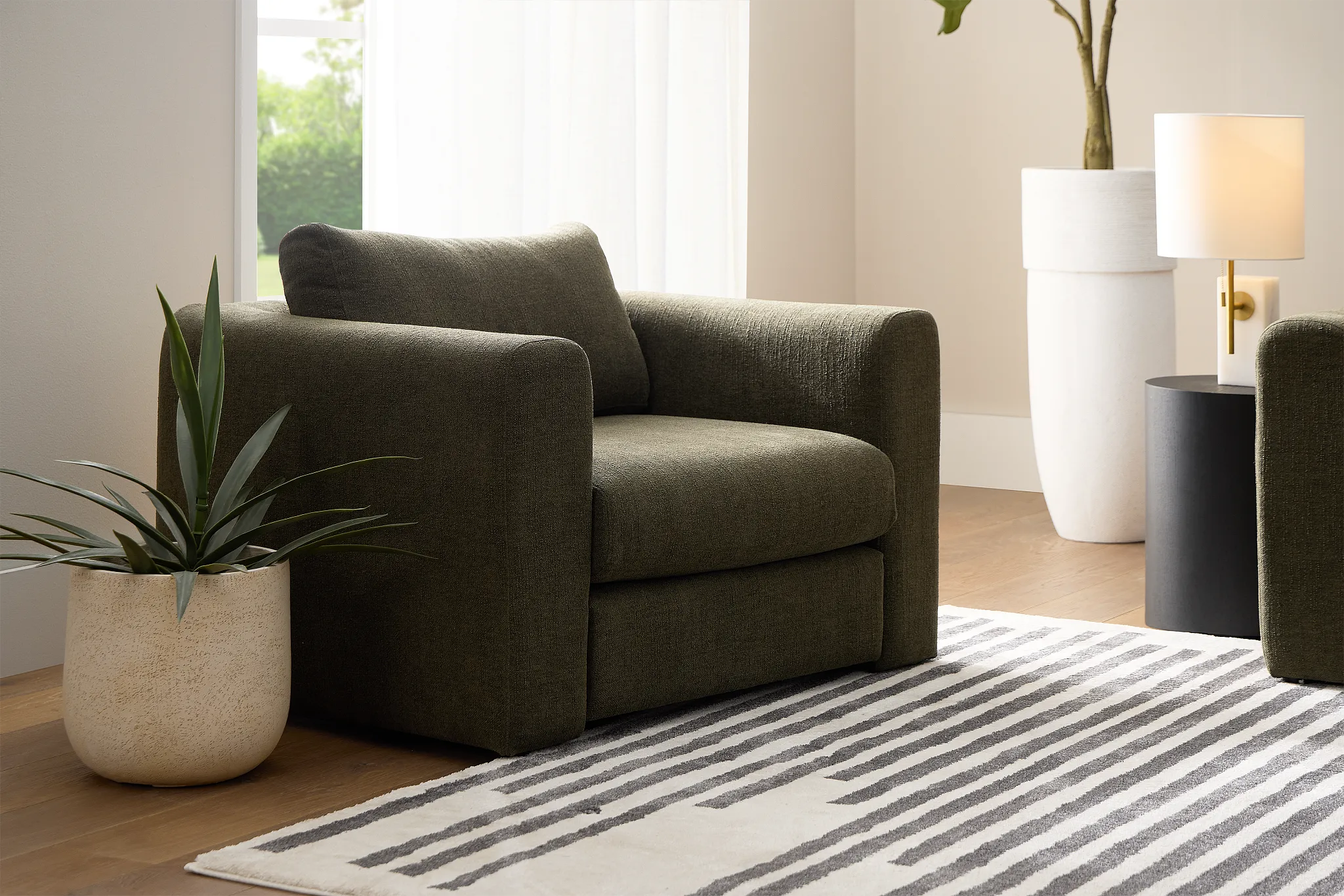 Alma Dark Green Fabric Chair