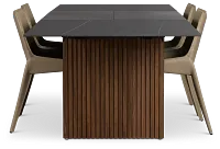 Wayne Two-tone Stone Rectangular Table & 4 Beige Upholstered Chairs