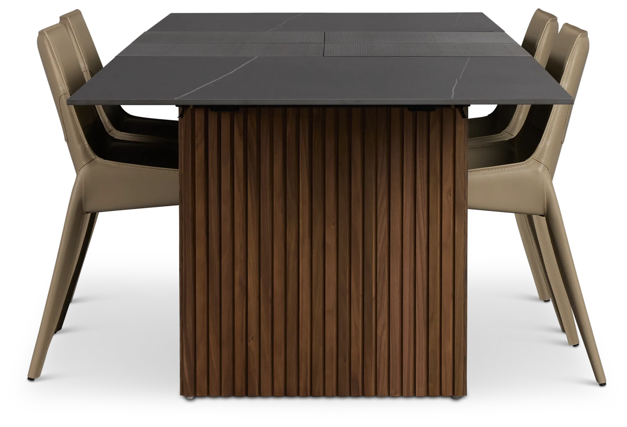 Wayne Two-tone Stone Rectangular Table & 4 Beige Upholstered Chairs