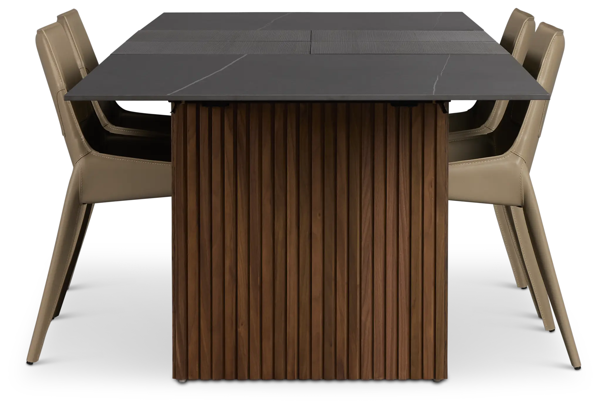 Wayne Two-tone Stone Rectangular Table & 4 Beige Upholstered Chairs Wayne Two-tone Stone Rectangular Table & 4 Beige Upholstered Chairs