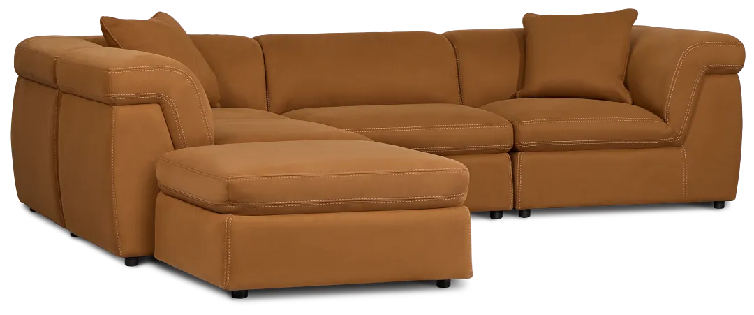 Aria Medium Brown Micro Immersive 5-piece Bumper Sectional W/2 Speakers