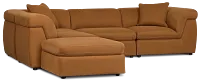 Aria Medium Brown Micro Immersive 5-piece Bumper Sectional W/2 Speakers
