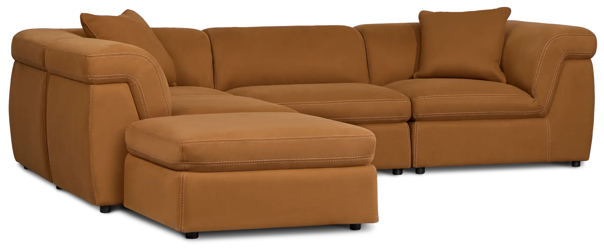 Aria Medium Brown Micro Immersive 5-piece Bumper Sectional W/2 Speakers