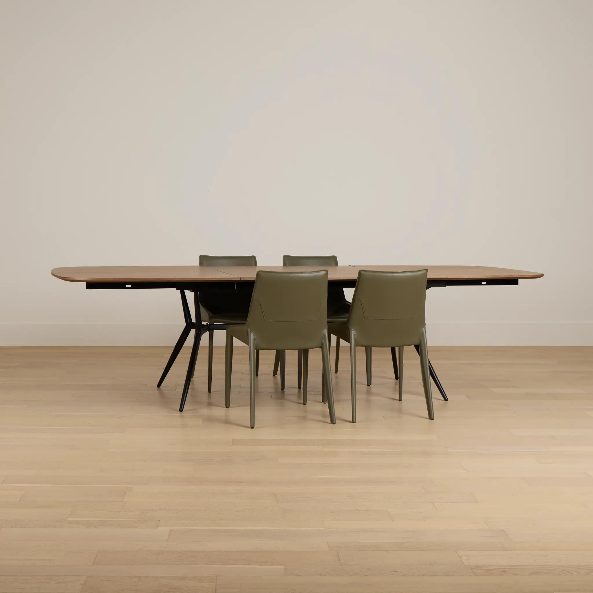 Margo Two-tone Rectangular Table & 4 Dark Green Upholstered Chair Margo Two-tone Rectangular Table & 4 Dark Green Upholstered Chair