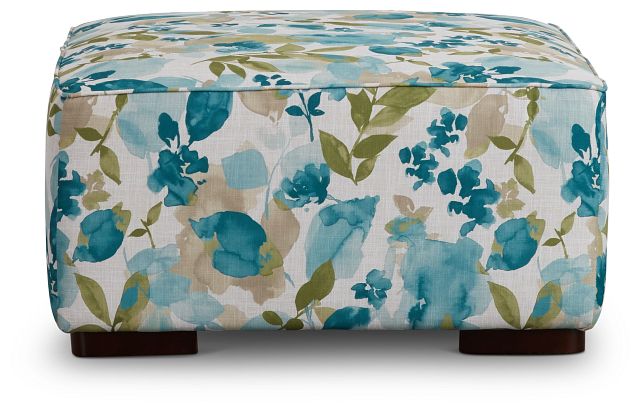 Wellstone Teal Fabric Cocktail Ottoman