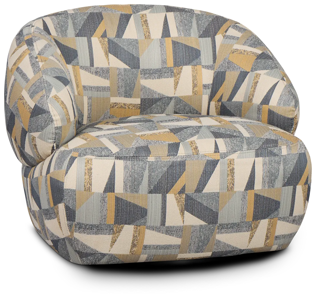 Cory Multicolored Fabric Swivel Accent Chair