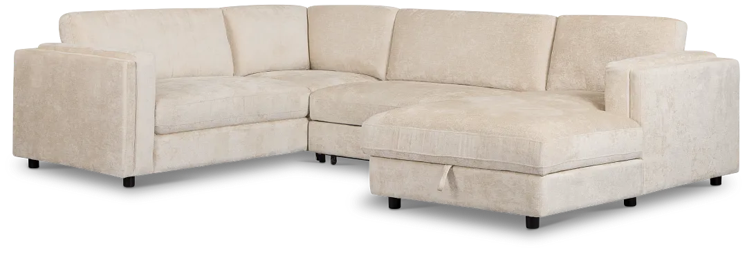 Farren Beige Fabric Medium Right Chaise Sleeper Sectional