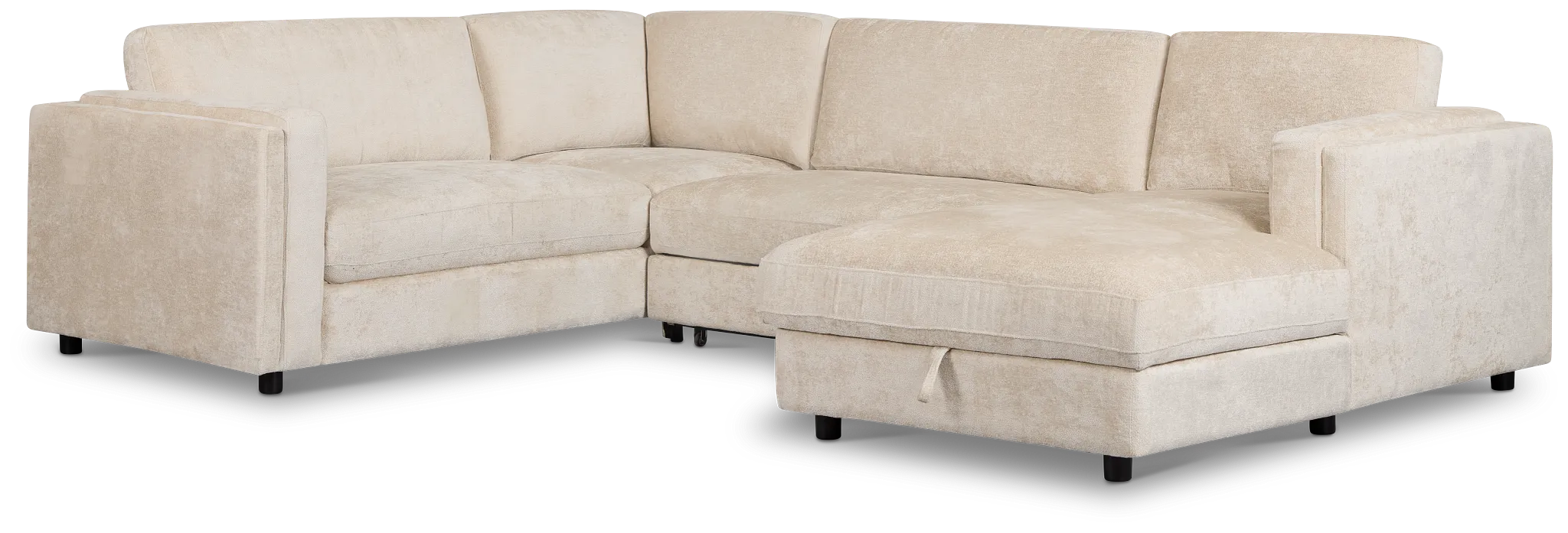 Farren Beige Fabric Medium Right Chaise Sleeper Sectional