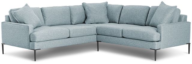 Morgan Teal Fabric Small Right 2-arm Sectional W/ Metal Legs (3)