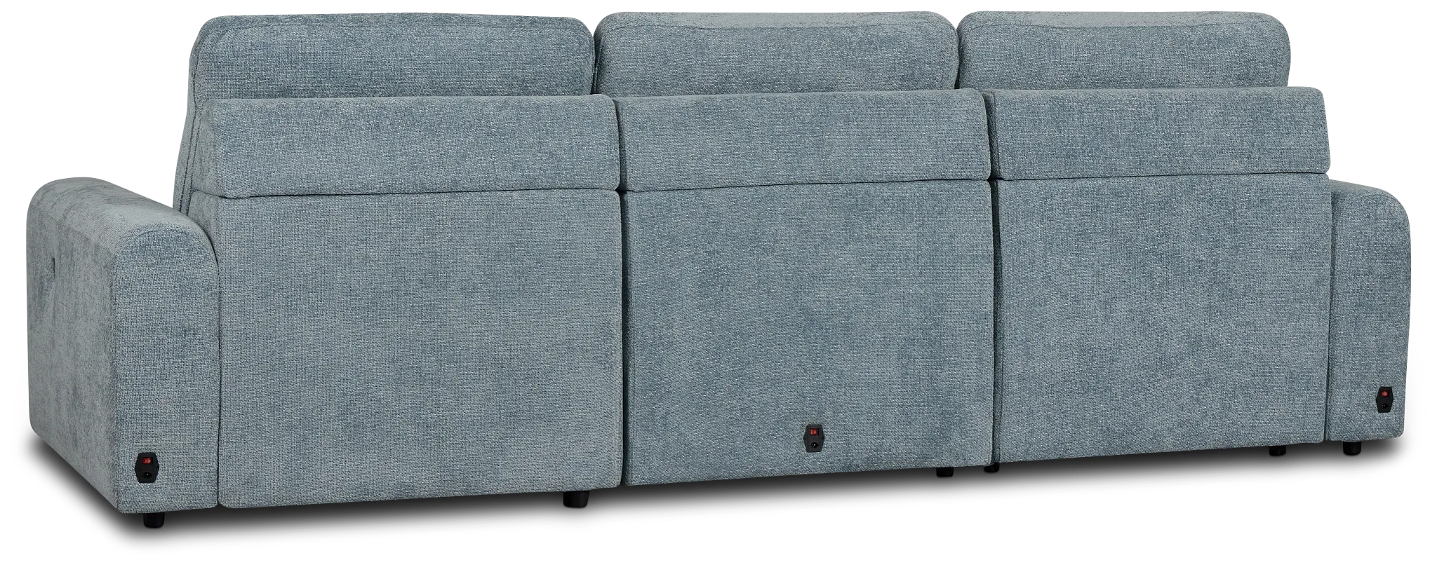 Hendrix Light Blue Fabric Right Dual Power Extension Chaise Sectional