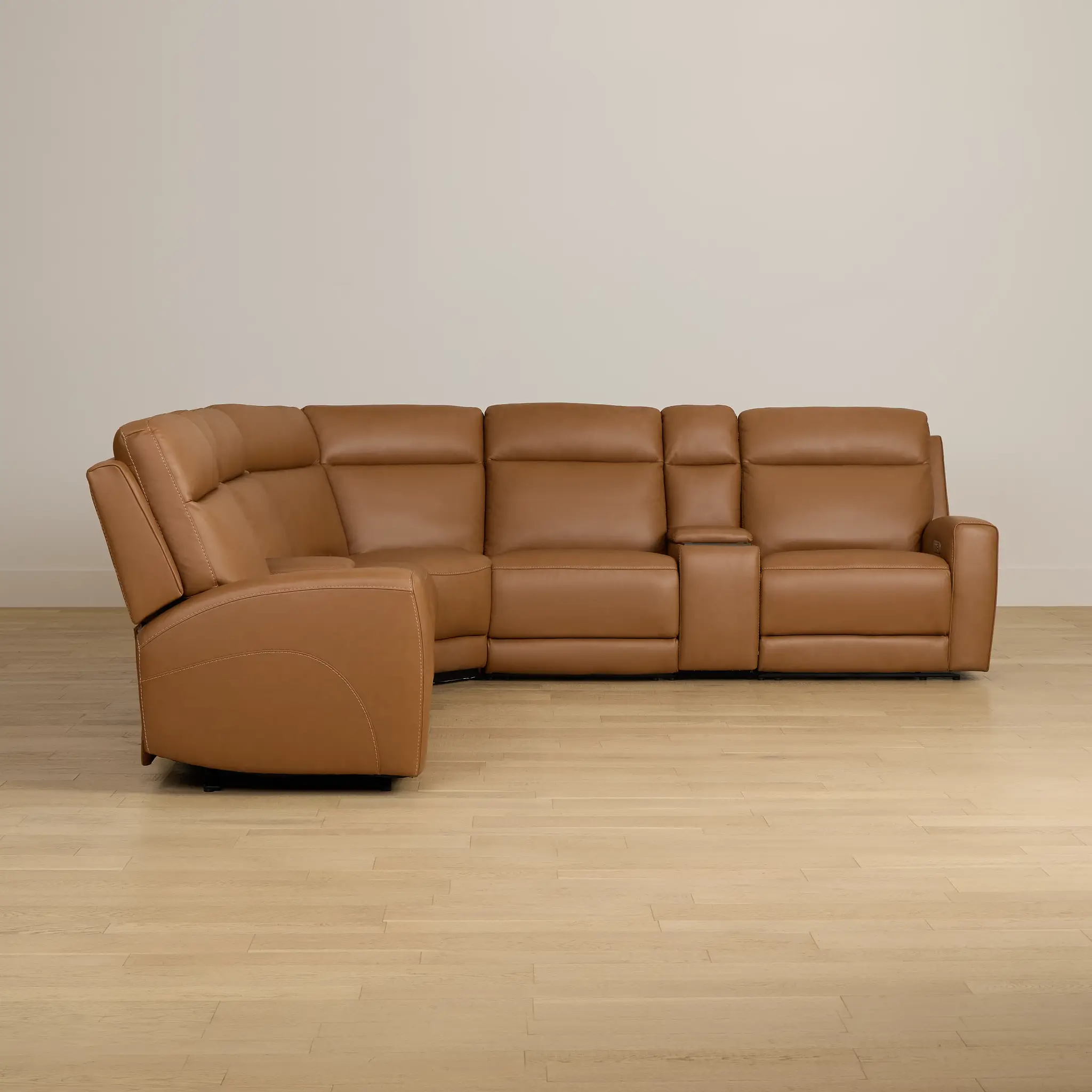 Flexsteel Belmont Medium Brown Lthr/vinyl Large Triple Power Reclining Two-arm Sectional Flexsteel Belmont Medium Brown Lthr/vinyl Large Triple Power Reclining Two-arm Sectional