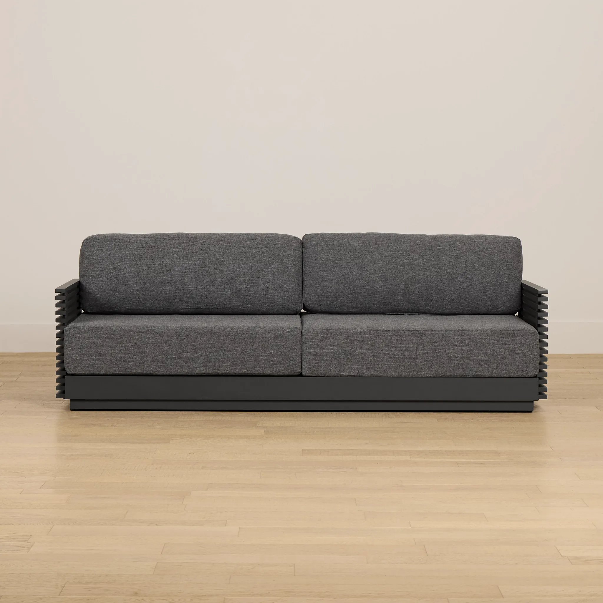 Monterey Black Aluminum Sofa With Gray Cushions